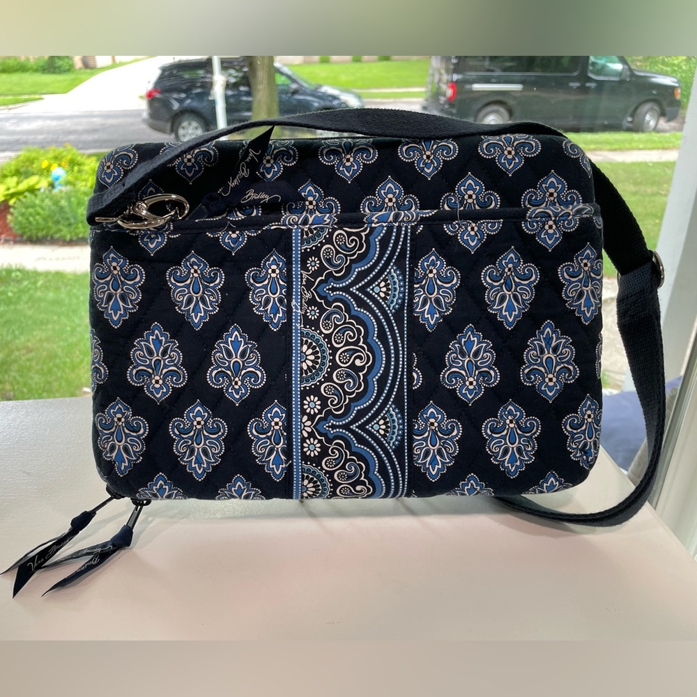 Vera Bradley Navy Blue Quilted Tech Crossbody Bag (Fits iPad/Laptop)